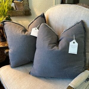 NWT. Set of two. Haven decorative pillows. Gray fringed. 20x20